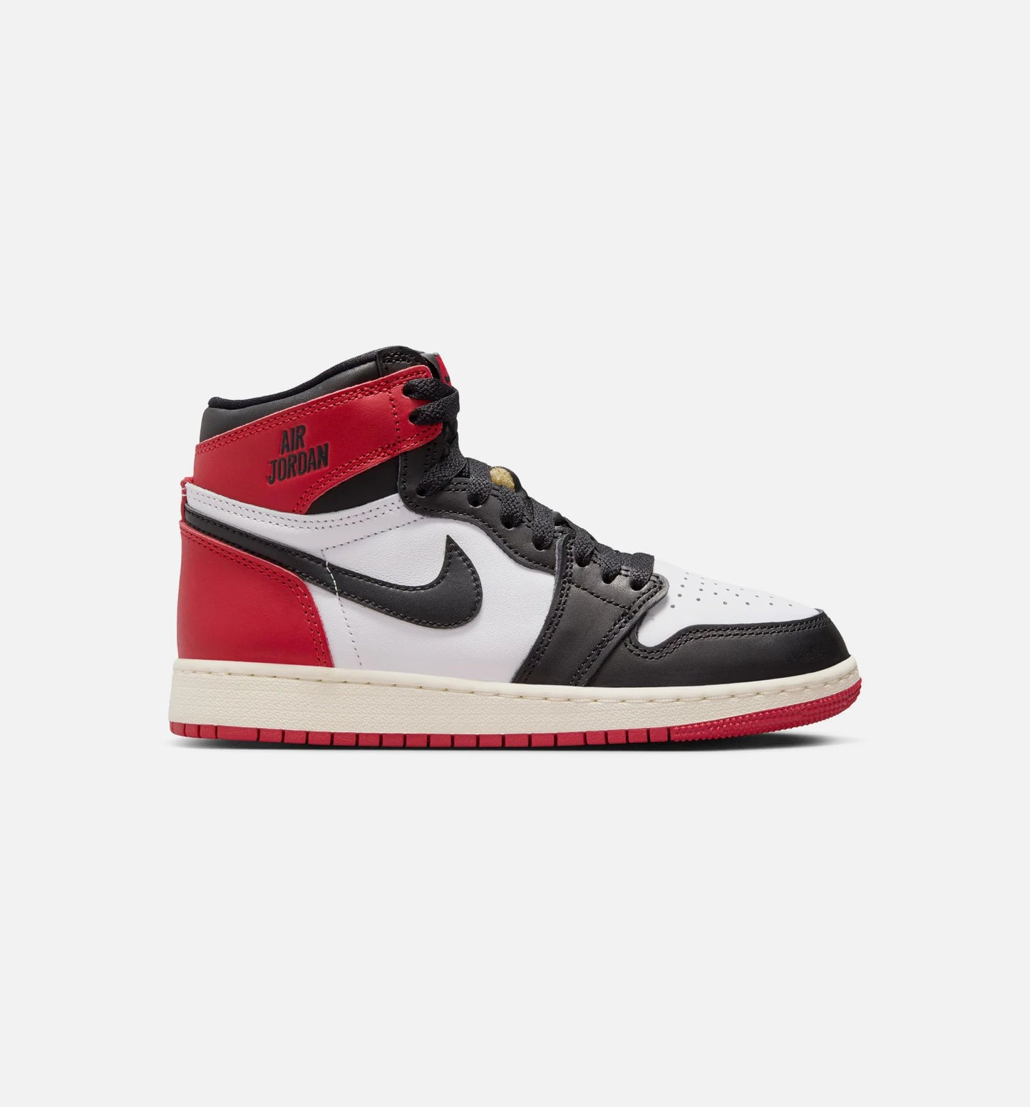Air Jordan 1 Retro High OG Black Toe Grade School Lifestyle Shoe White Black Varsity Red Sail