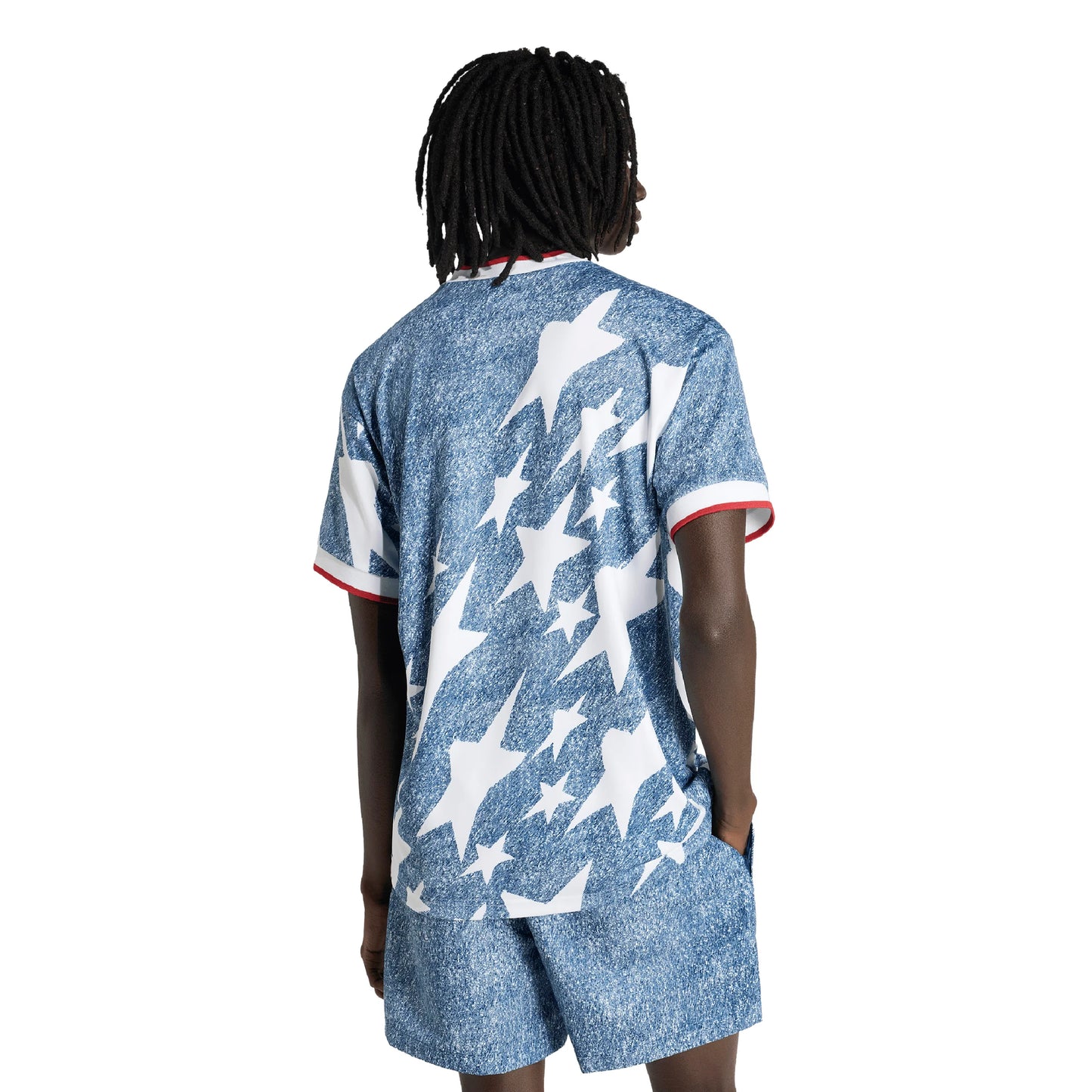adidas Denim Graphic Soccer Jersey White Blue