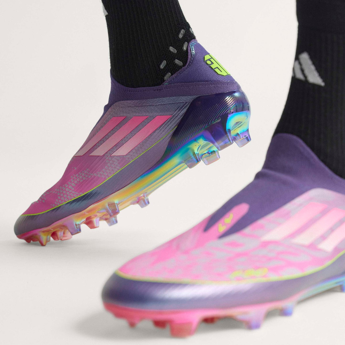 adidas F50 LEAGUE Laceless FG Mens Soccer Cleats Purple White Lemon