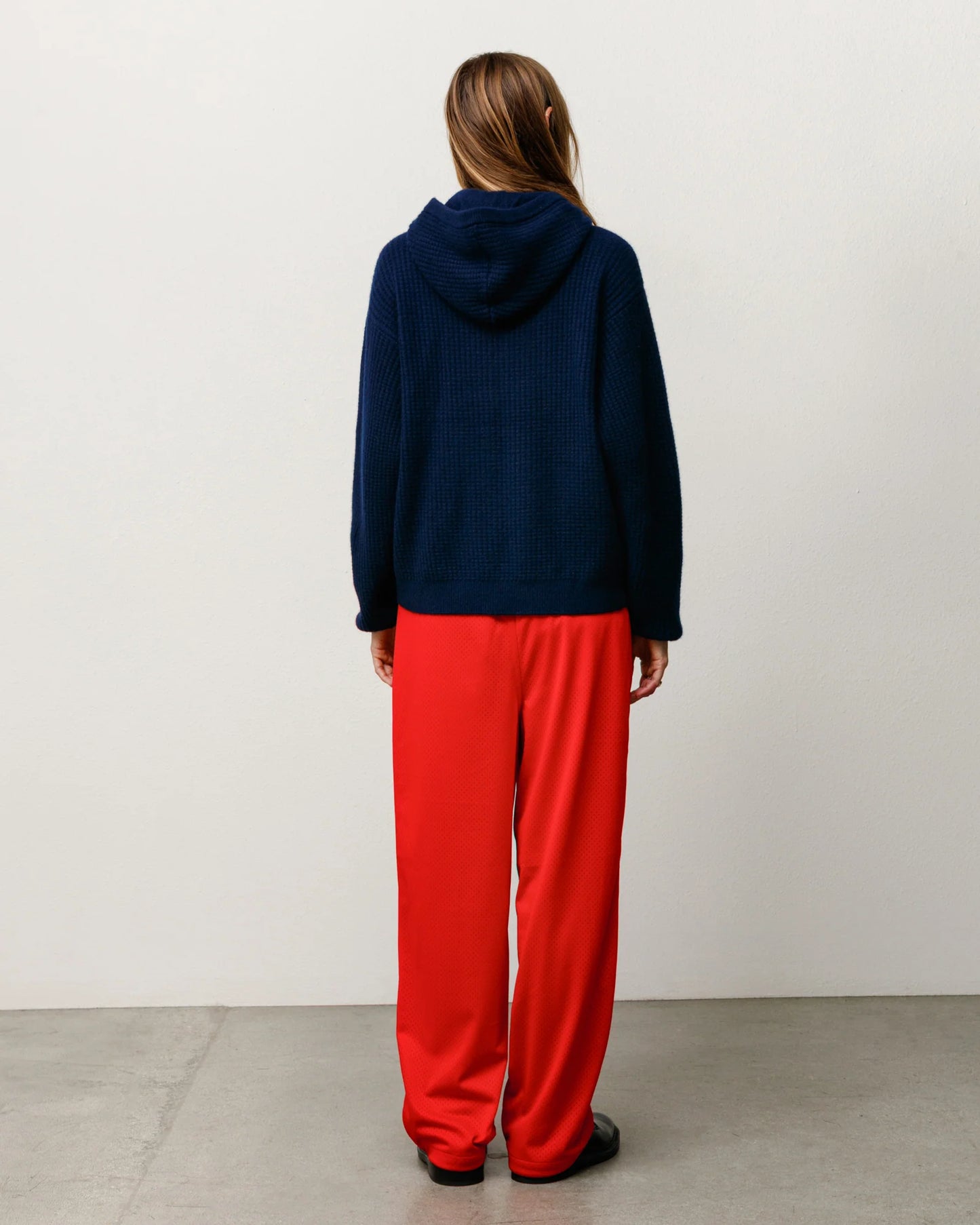 WAFFLE CASHMERE ZIP HOOD SWEATER