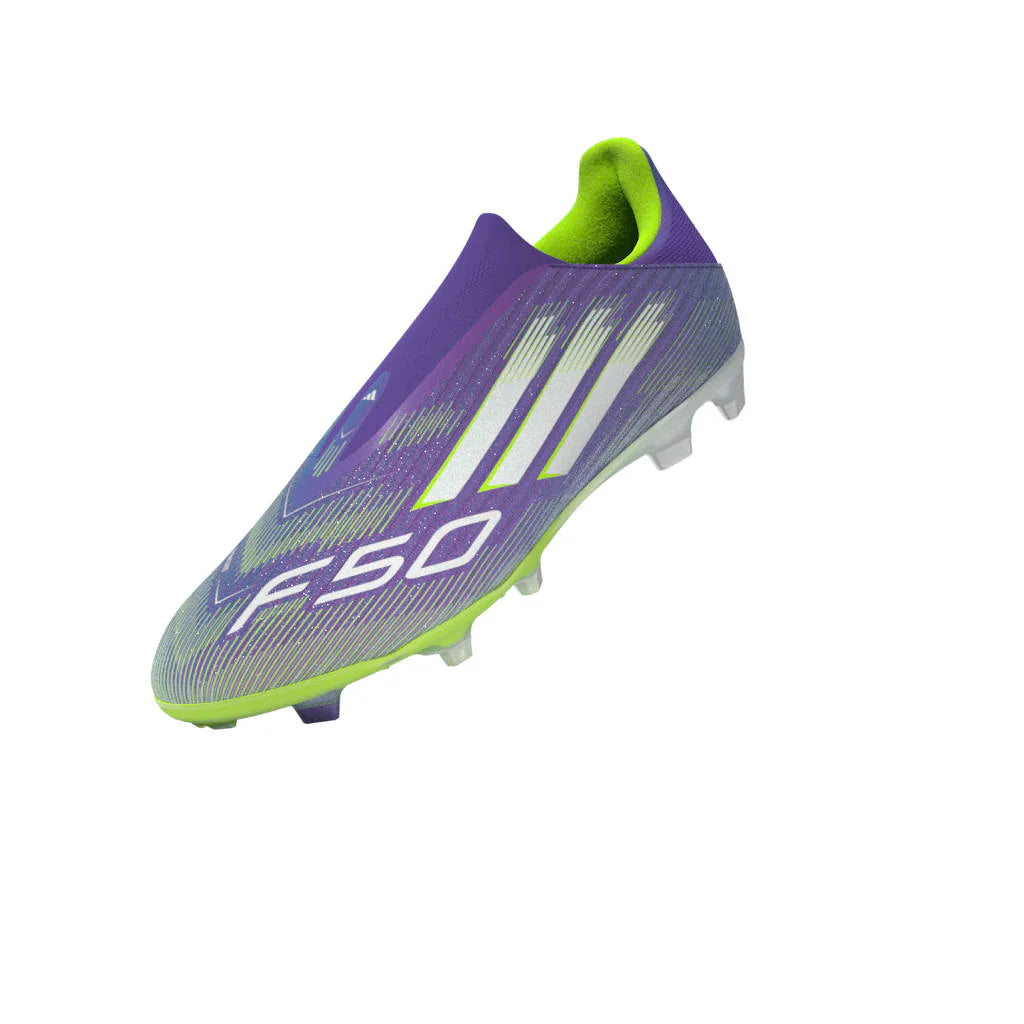 adidas F50 League Laceless FG MG Mens Soccer Cleats Purple White Lemon