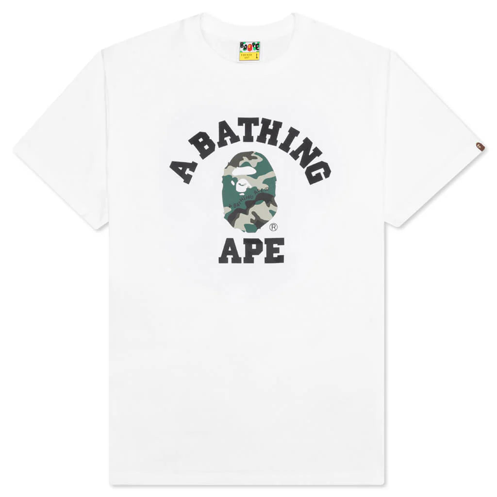 Woodland Camo College Tee White