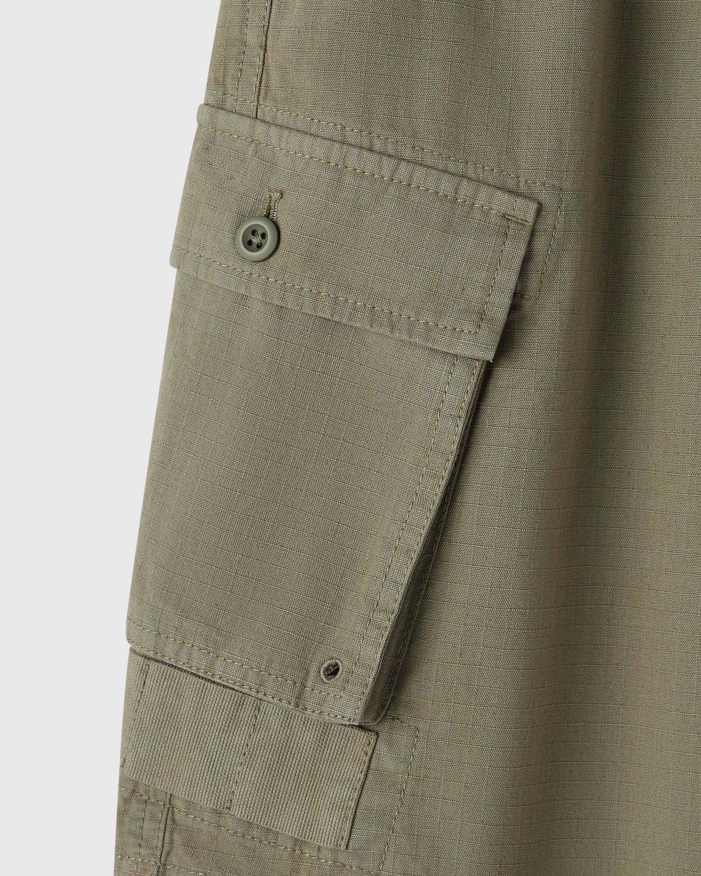 Linen Ripstop Cargo Short Olive Green
