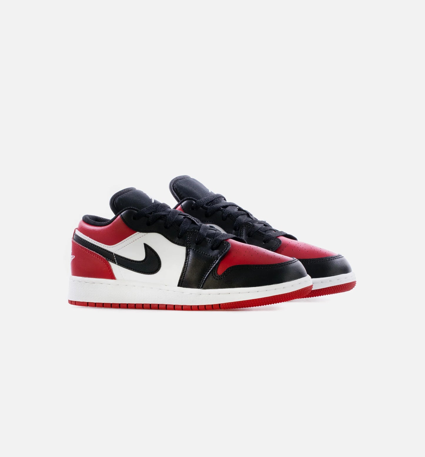 Air Jordan 1 Low Bred Toe Grade School Lifestyle Shoes Red Black Limit One Per Customer