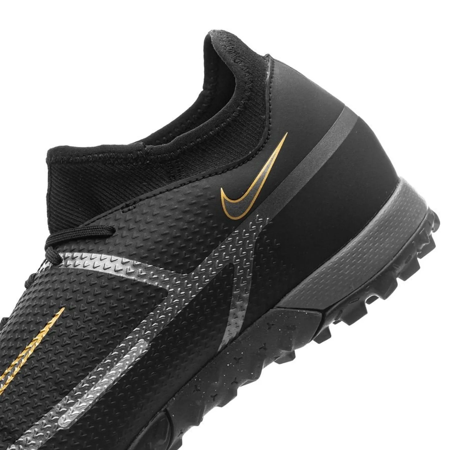 Nike Phantom GT2 Academy DF TF Turf Soccer Cleats Black Metallic Dark Grey Metallic Gold