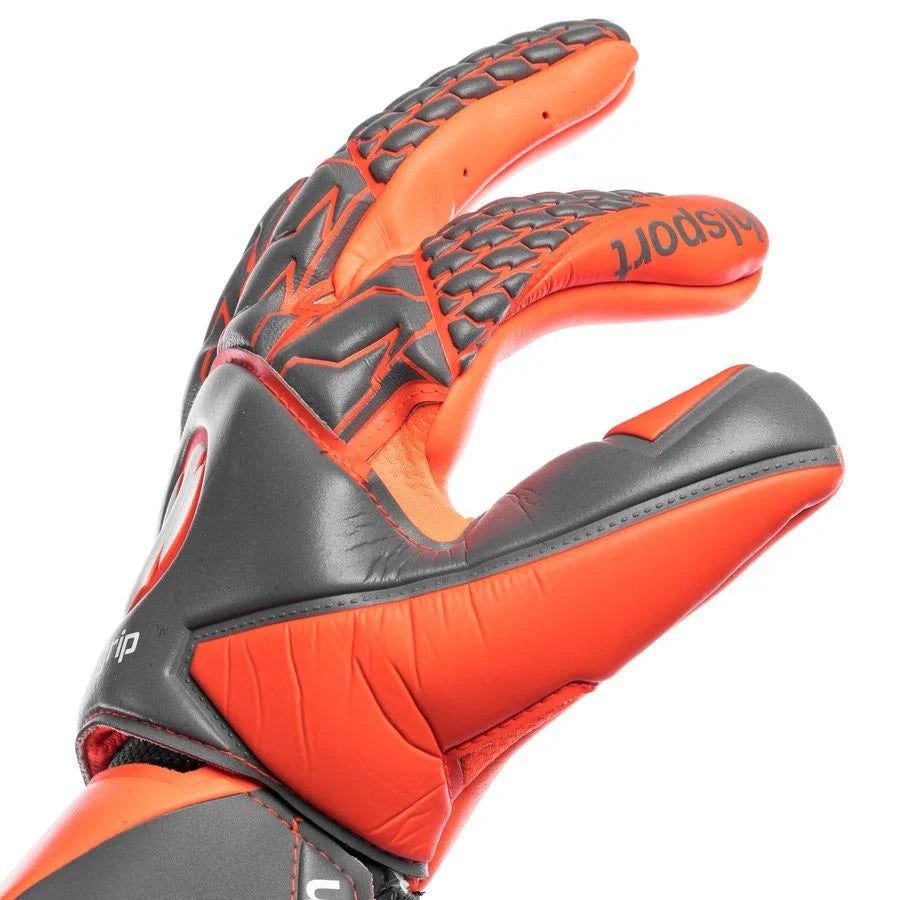 Uhlsport Aerored Absolutgrip Goalkeeper Gloves Dark Grey Fluo Red White