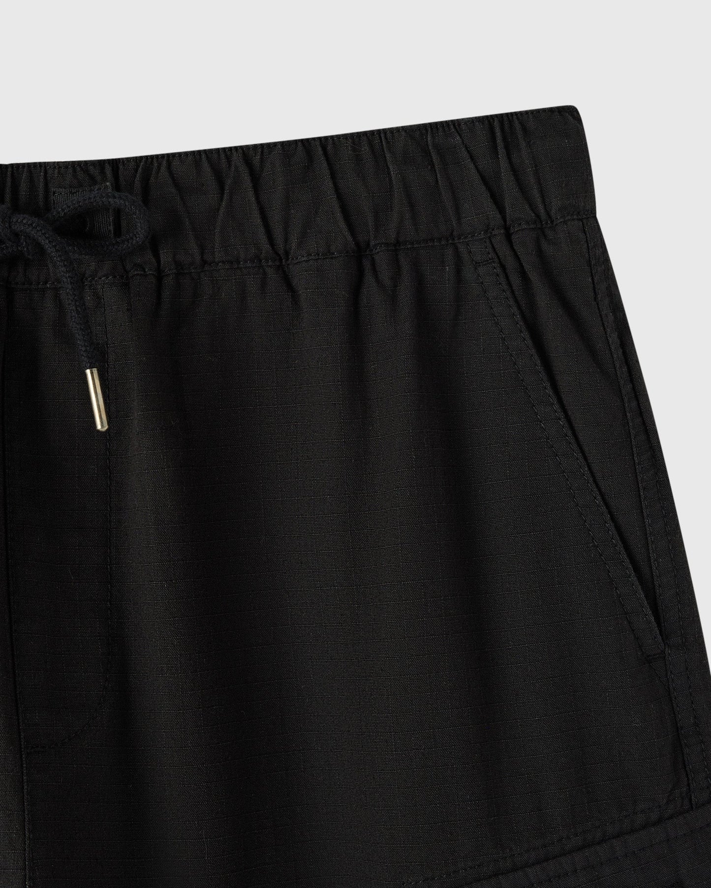 Linen Ripstop Cargo Short Black