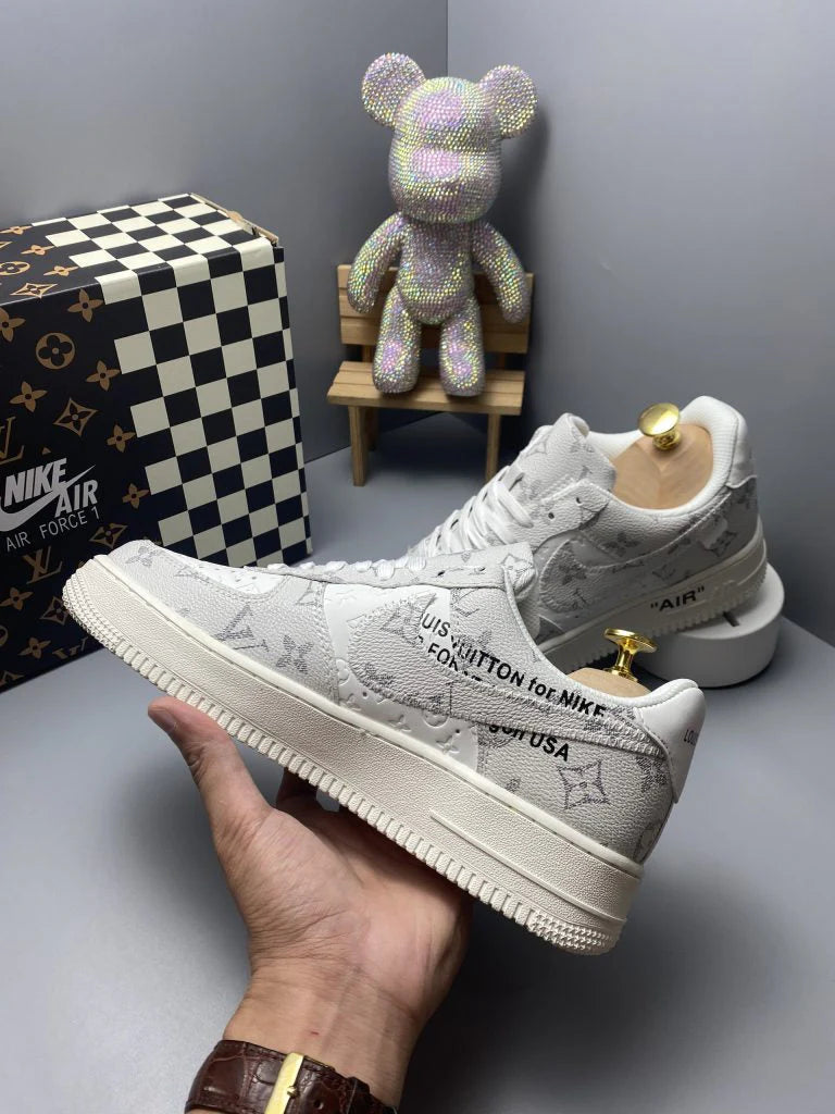 Louis Vuitton x Nike Air Force 1 Frost White Luxe Edition Custom