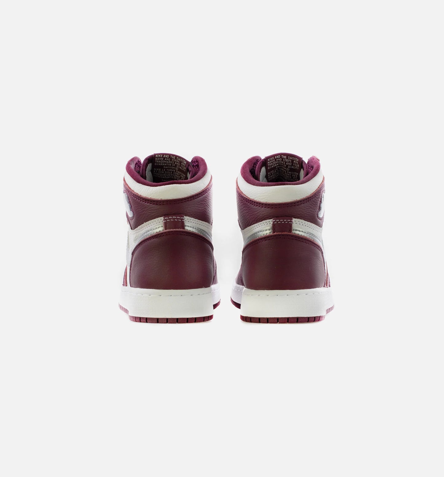 Air Jordan 1 Retro High OG Bordeaux Grade School Lifestyle Shoe Bordeaux White Metallic Silver Limit One Per Customer