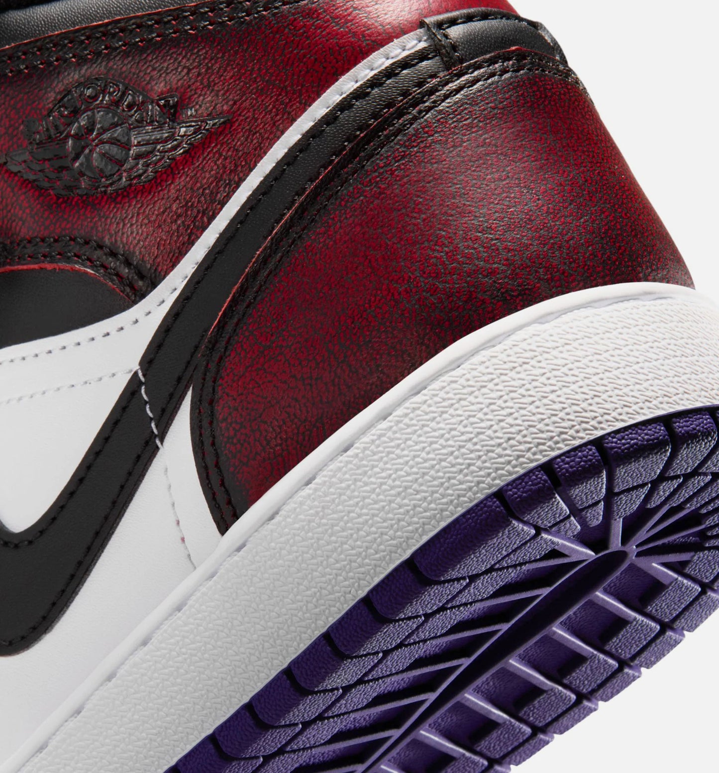 Air Jordan 1 Mid SE Grade School Lifestyle Shoe True Red White Court Purple Black