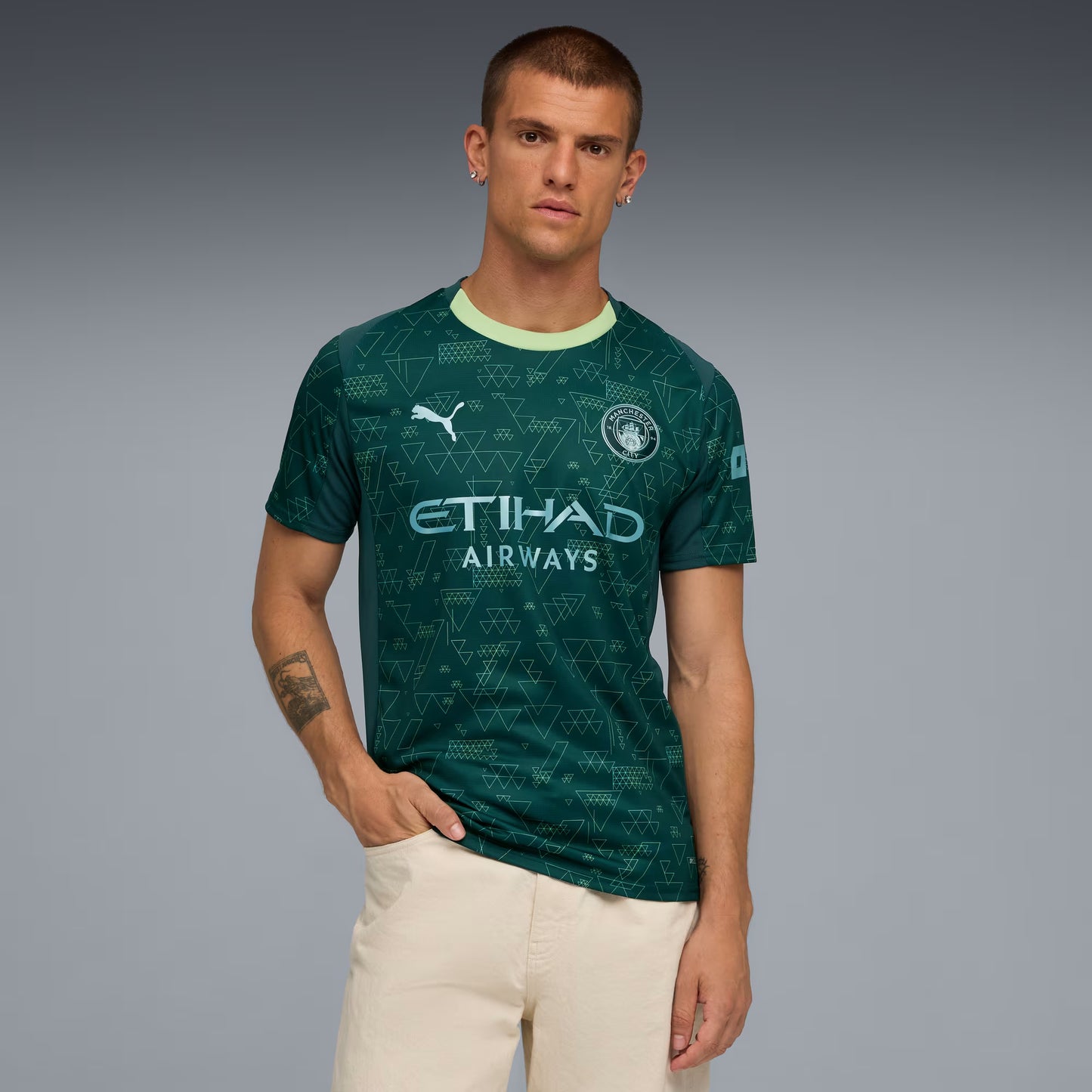 PUMA Manchester City 4th Mens Soccer Jersey 26 Green Terrain