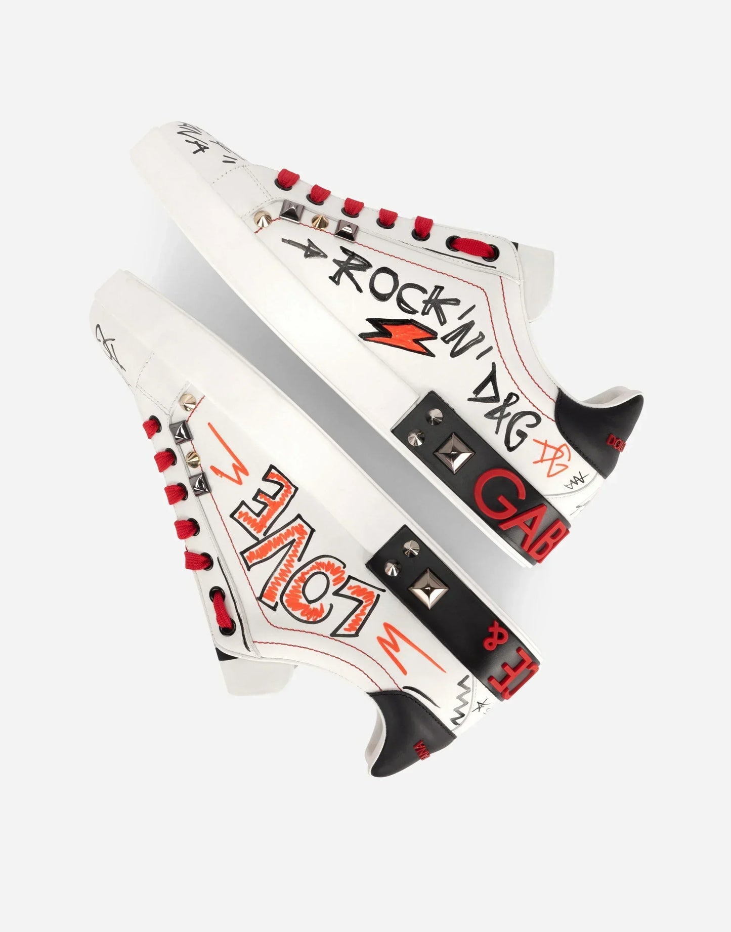 DG Calfskin Portofino Sneakers With Embroidery And Studs