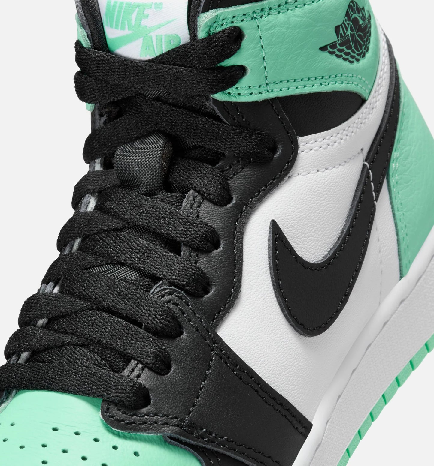 Air Jordan 1 Retro High OG Grade School Lifestyle Shoe White Black Green Glow