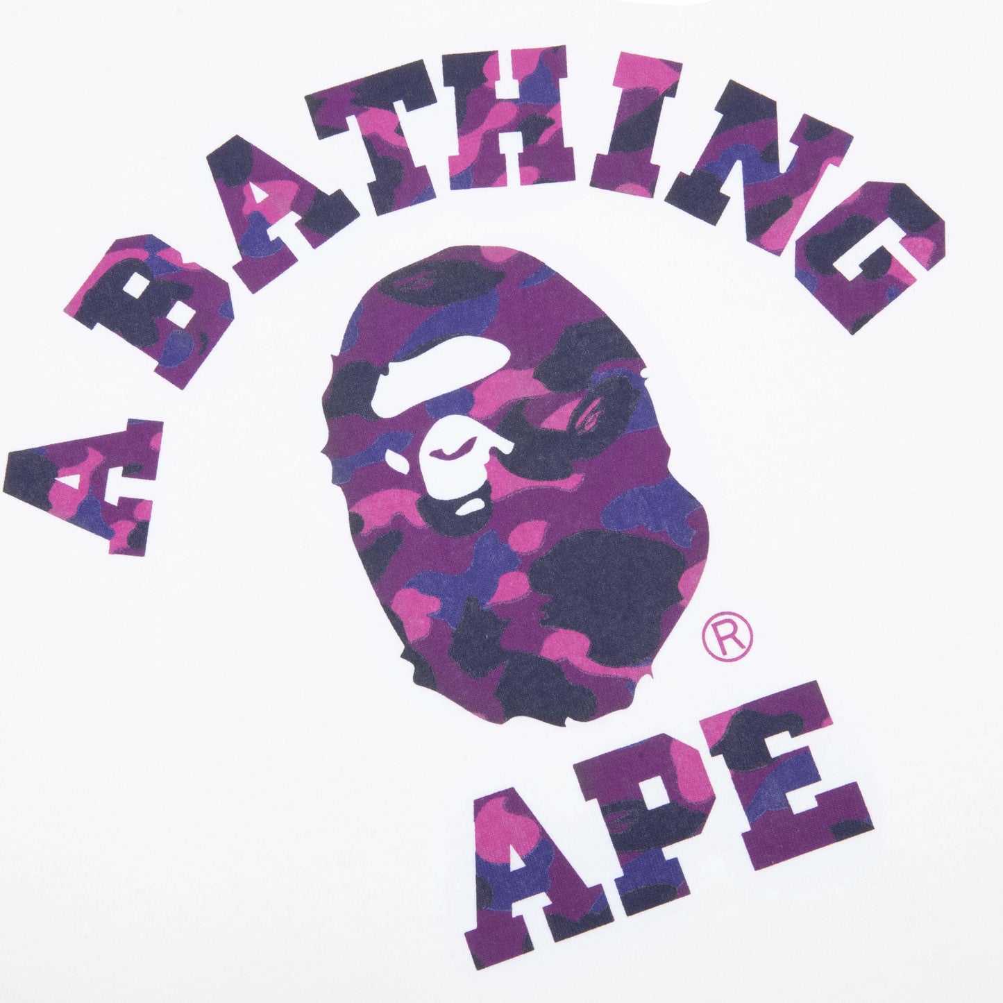 Color Camo College Tee White Purple