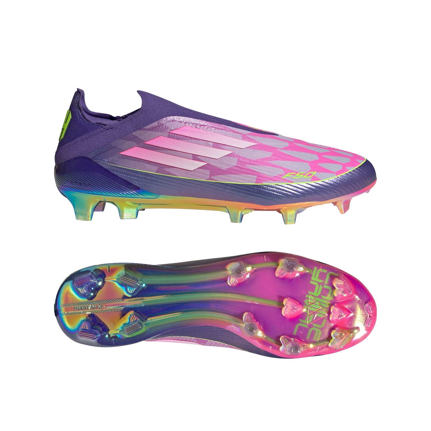 adidas F50 LEAGUE Laceless FG Mens Soccer Cleats Purple White Lemon