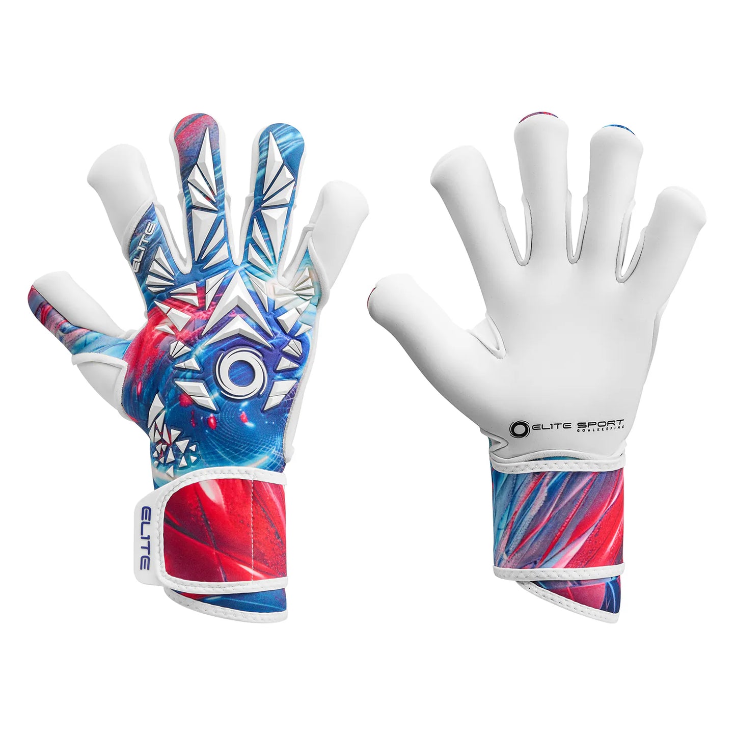 Elite Sport Quartz Goalkeeper Soccer Gloves White Blue Red