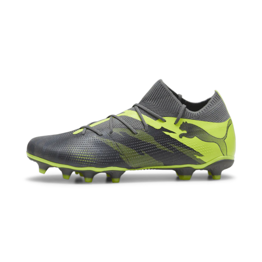 PUMA Future 7 Match Rush FG AG Multi Ground Soccer Cleats Strong Grey Cool Dark Grey Electric Lime