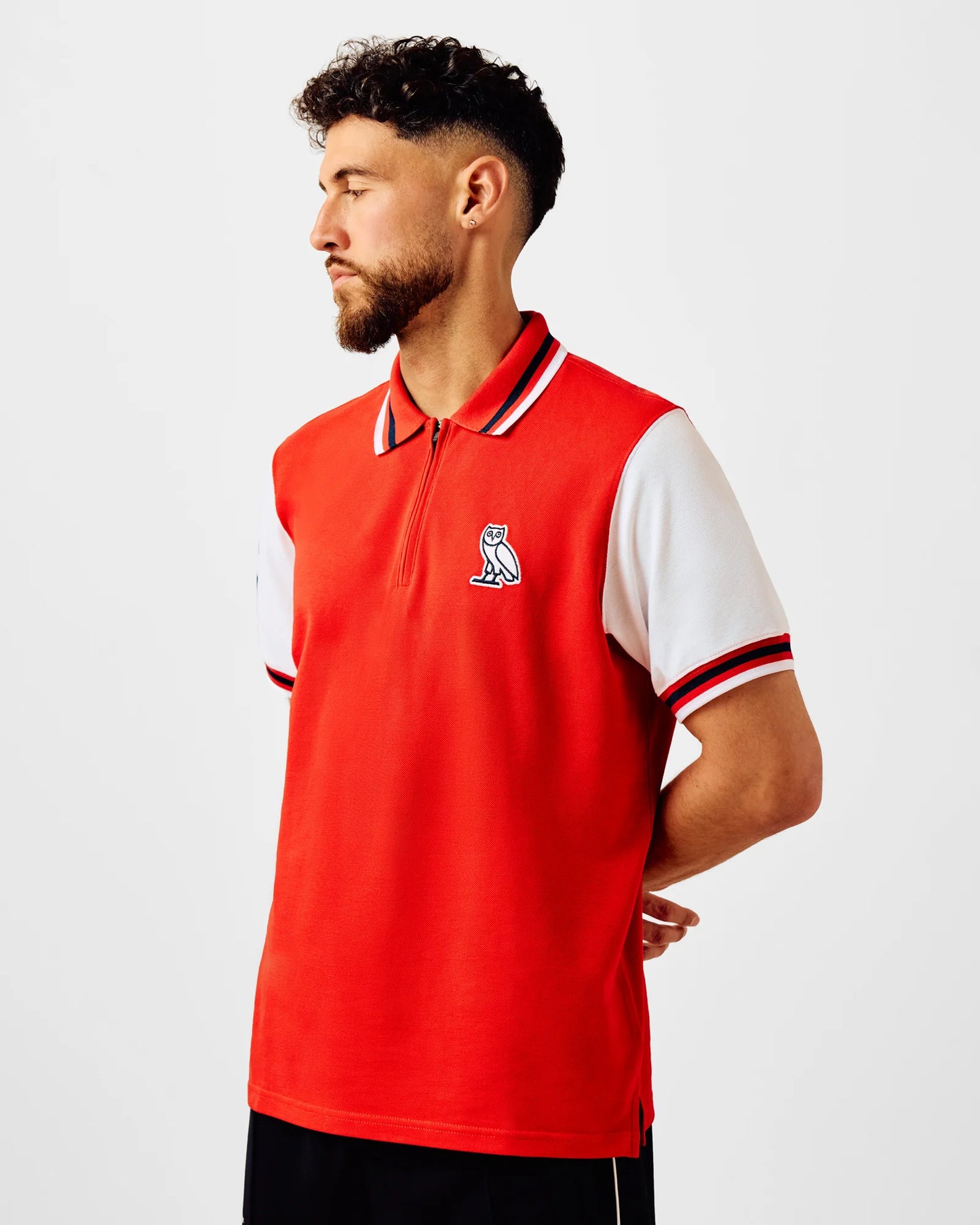 Quarter Zip Short Sleeve Polo Red