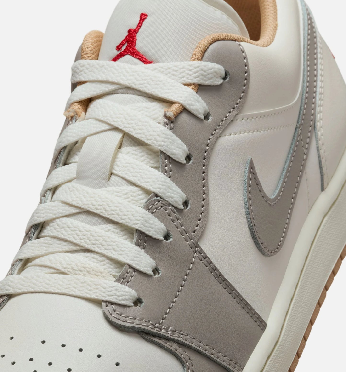 Air Jordan 1 Low Mens Lifestyle Shoe Sail Fire Red College Grey Hemp