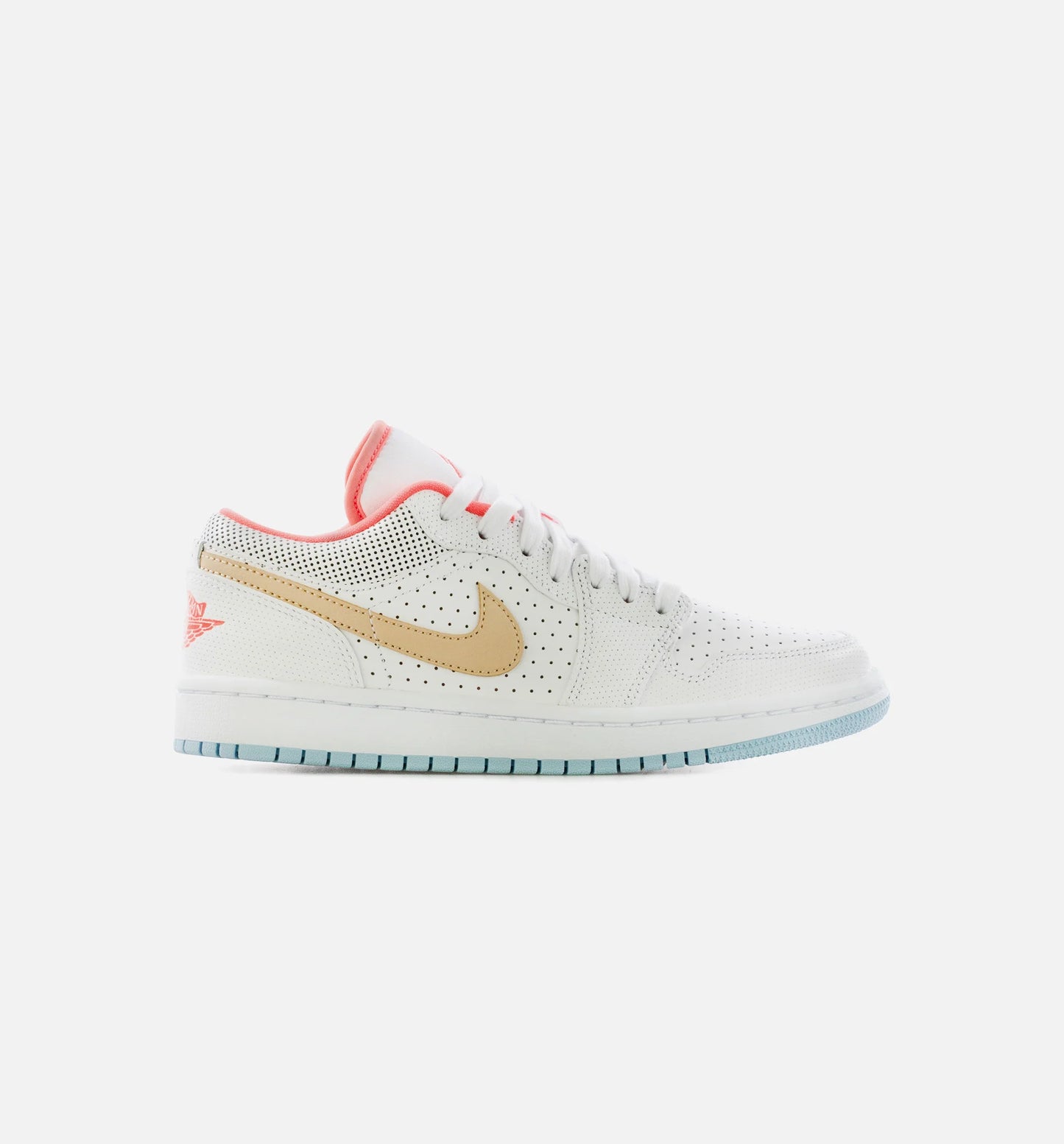 Air Jordan 1 Low White Sesame Womens Lifestyle Shoe White Sesame Flash Crimson Psychic Blue