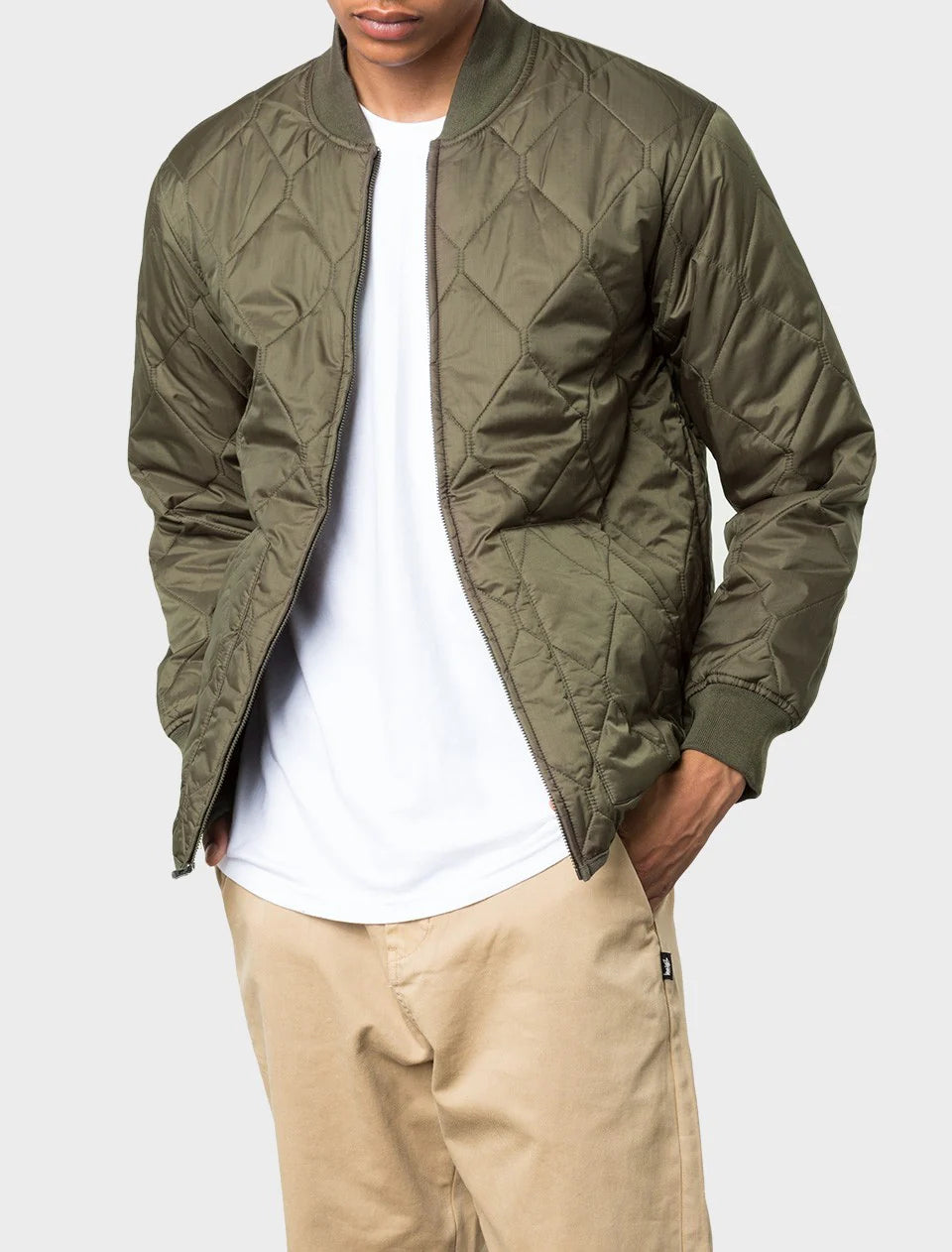 Stussy Quilted Military Mens Jacket Olive