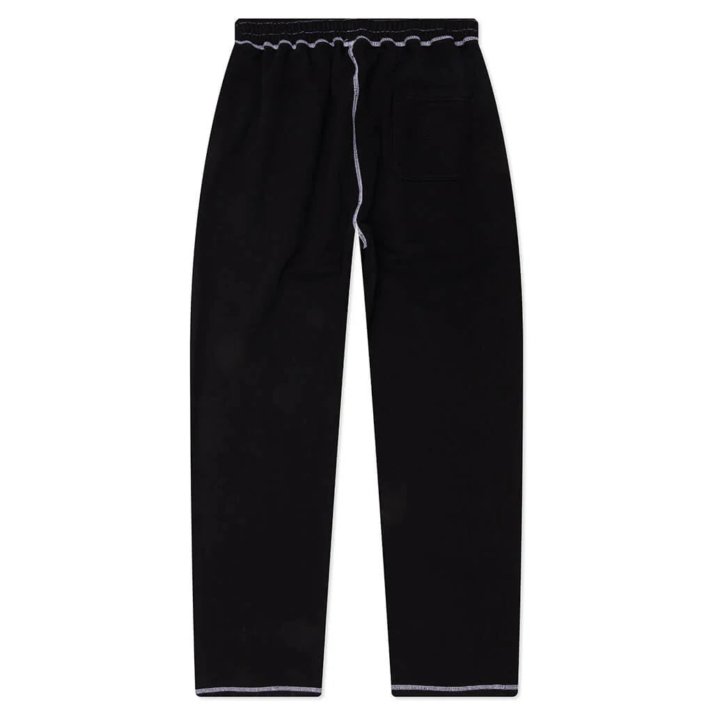 Contrast Stitch Sweats Black