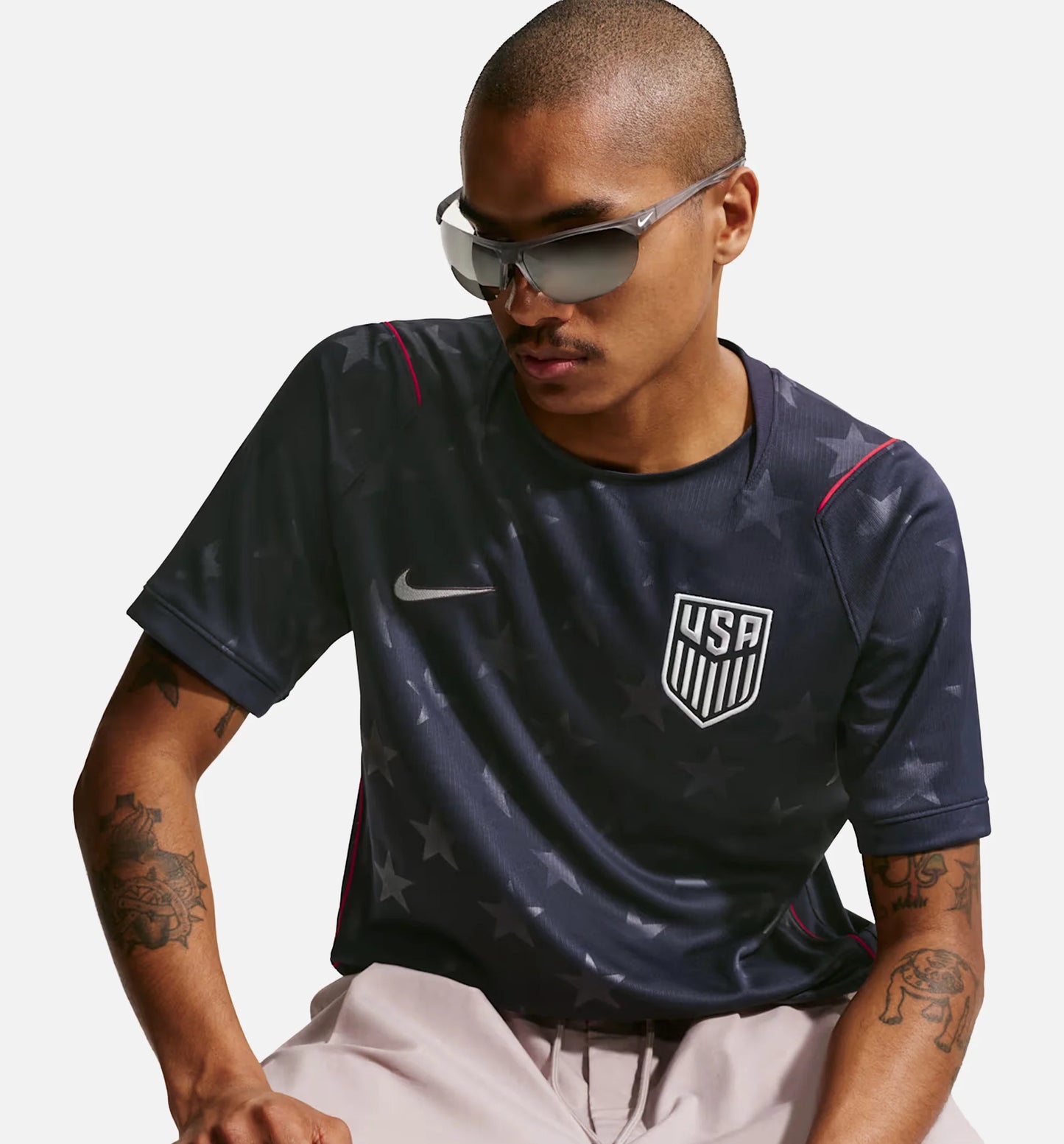 USMNT 2026 Stadium Away Dri Fit Soccer Replica Mens Jersey Dark Obsidian University Red Pure Platinum