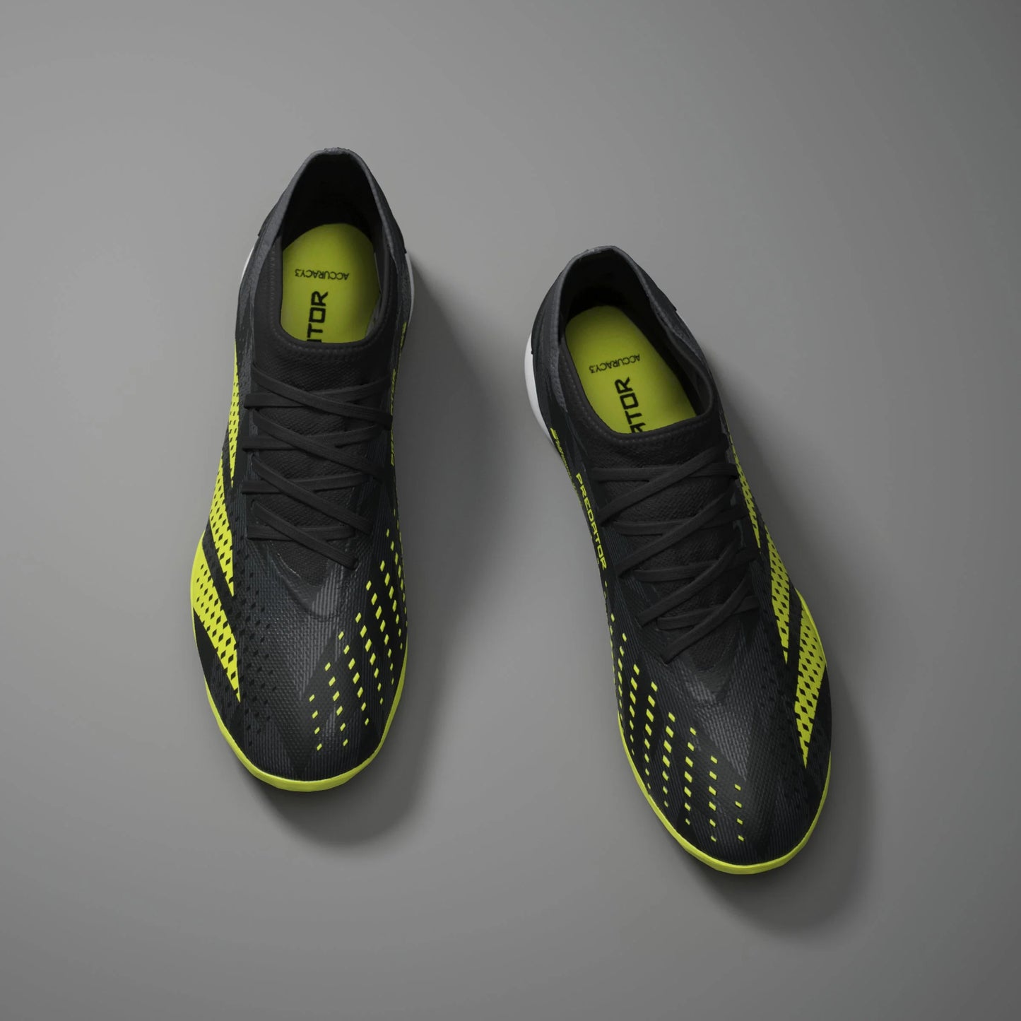 adidas Predator Accuracy Injection3 TF Turf Soccer Cleats Black Solar Yellow Grey Five