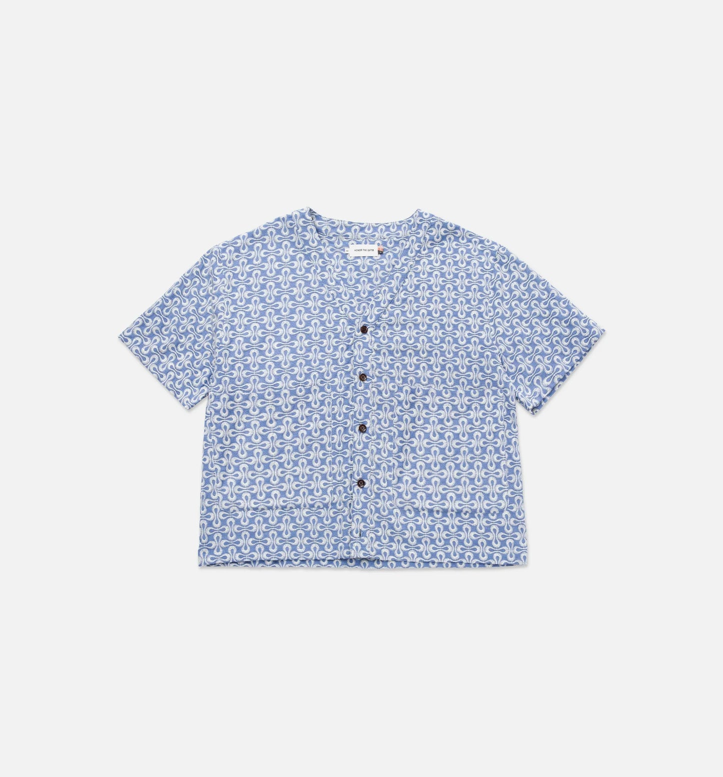 Infinity Embroidered Mens Short Sleeve Shirt Blue