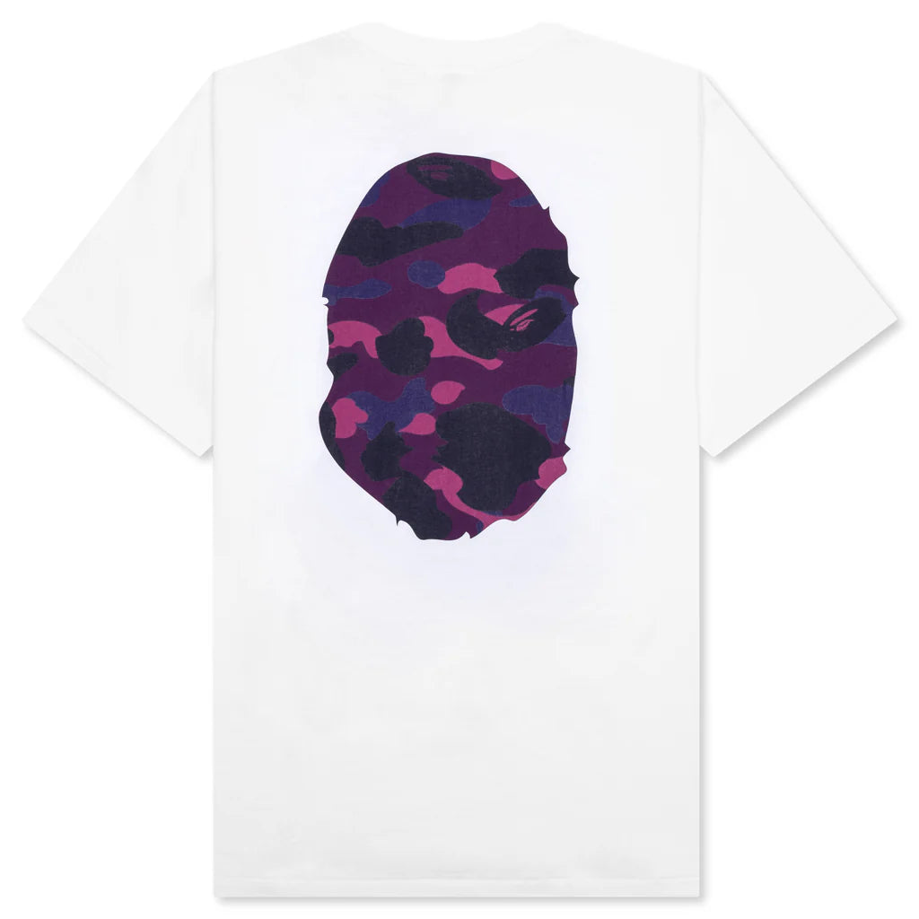 Color Camo Big Ape Head Tee White Purple