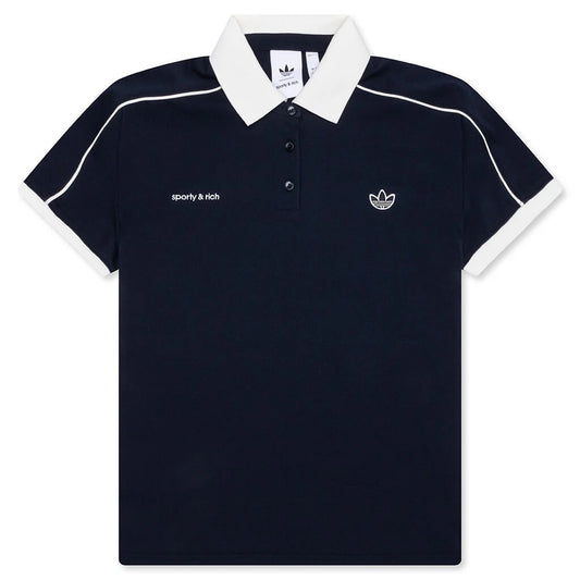 Womens Adidas x Sporty Rich Polo T Shirt Night Navy