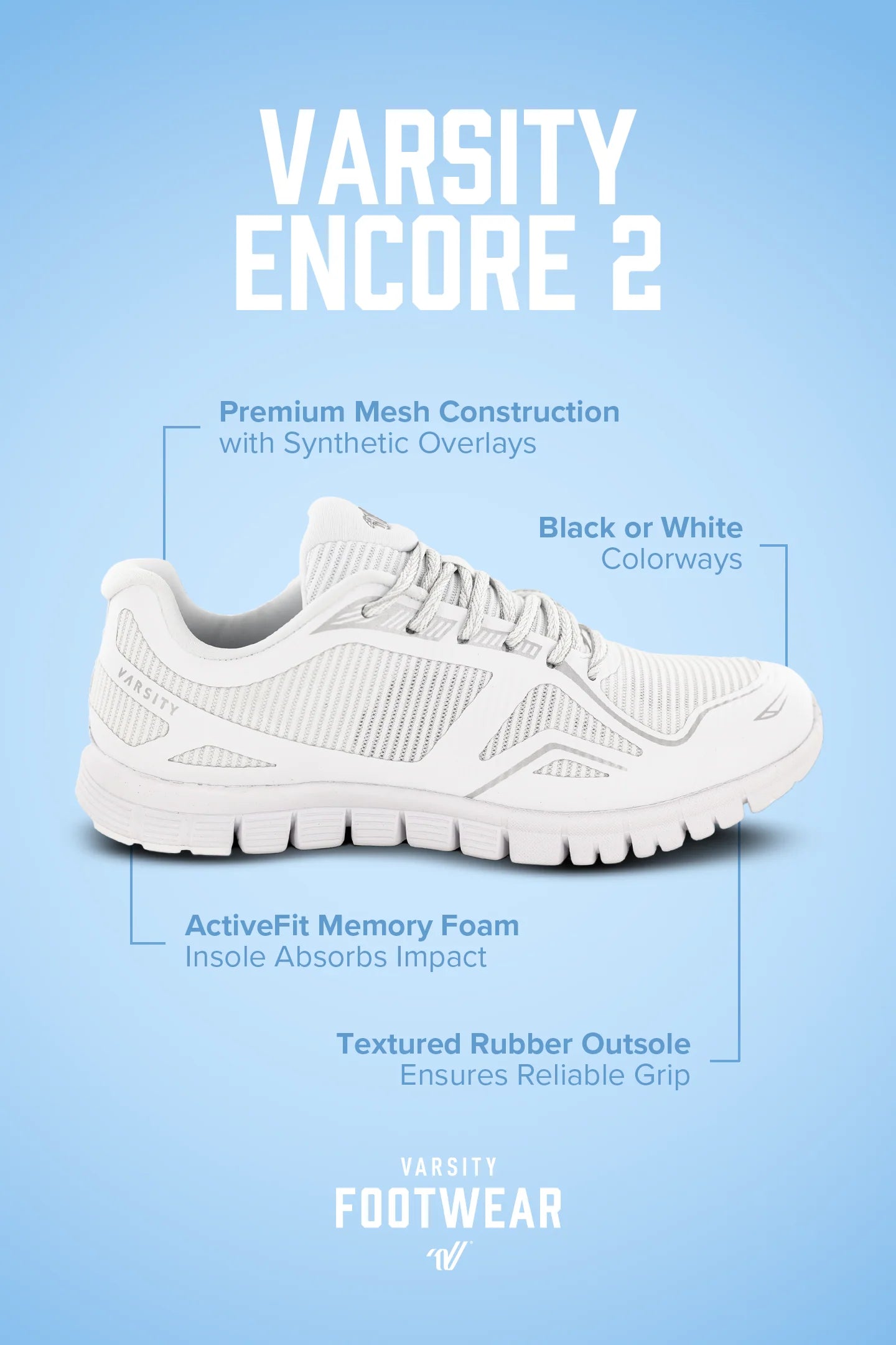 Varsity Mens Encore 2 Black Cheer Shoes