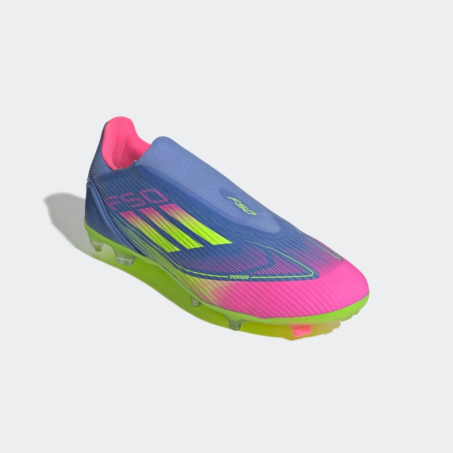 adidas F50 League Laceless Firm Multi Ground Boots Blue Fusion Lucid Lemon Lucid Pink