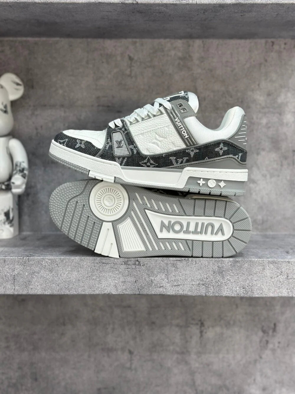 Louis Vuitton LV Trainer Sneaker Denim Monogram Grey