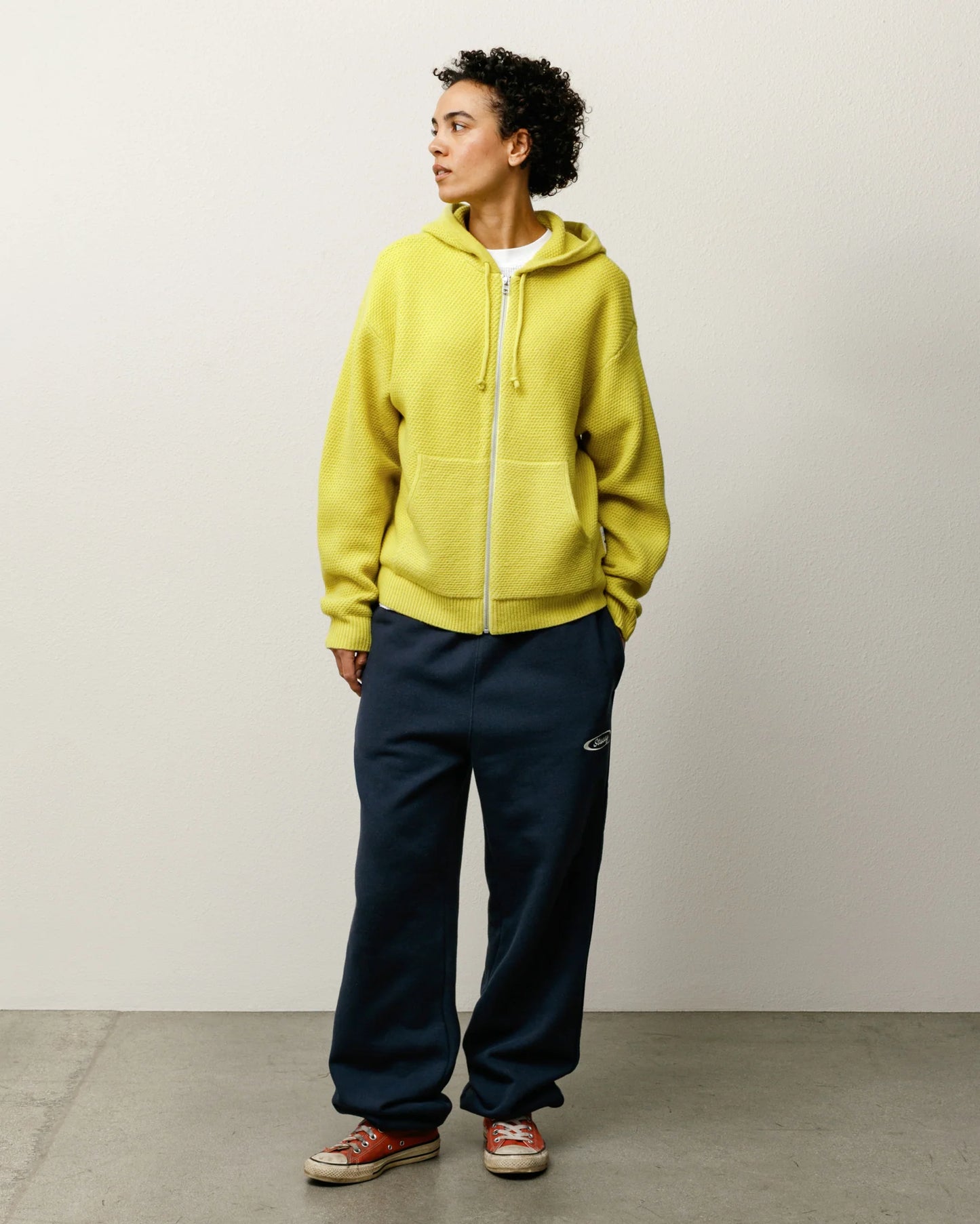 TEXTURED ZIP HOODED SWEATER