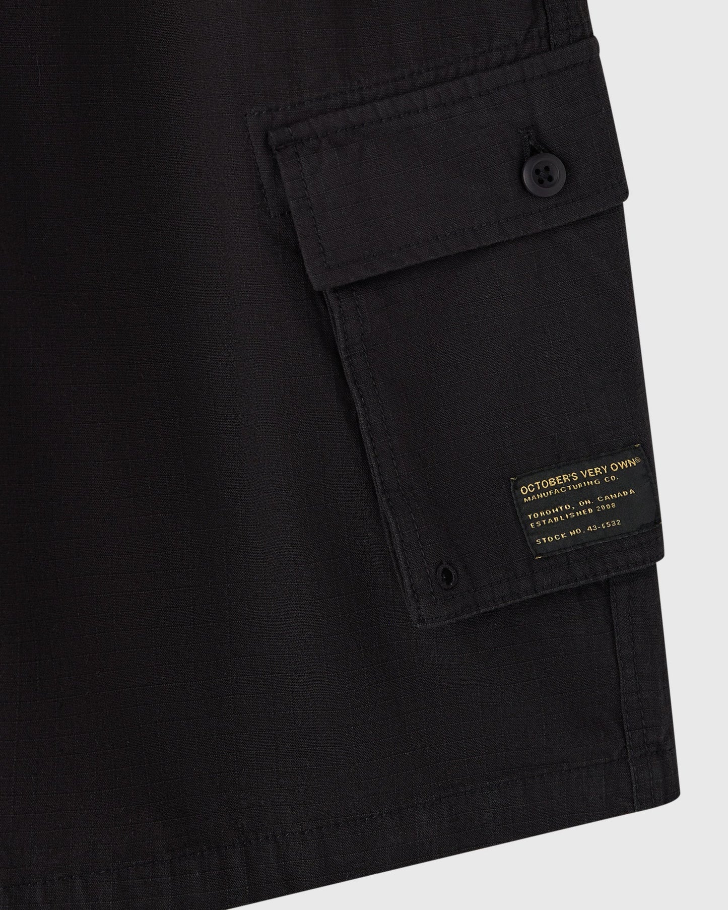 Linen Ripstop Cargo Short Black