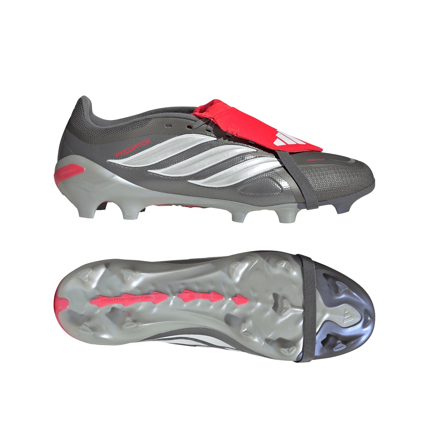 adidas Predator League Fold Over Tongue FG Mens Soccer Cleats Grey Red