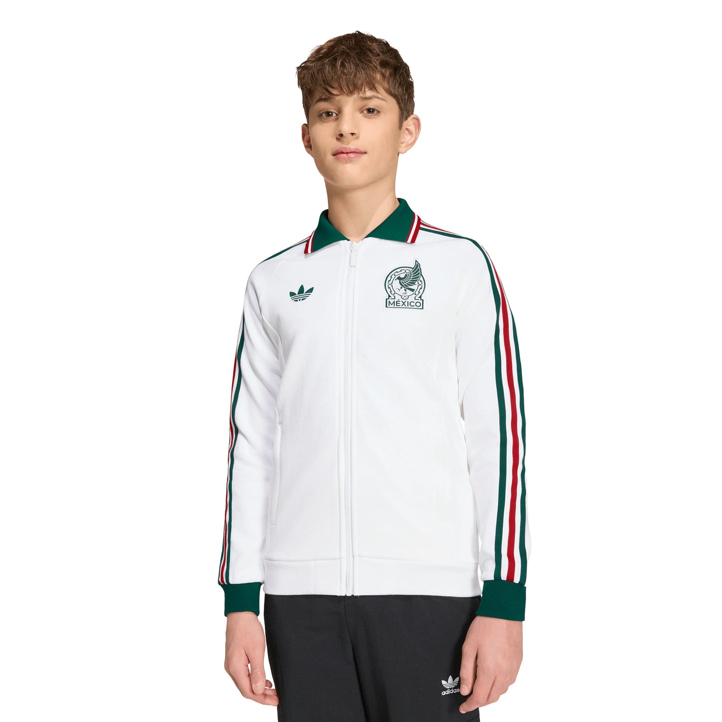 adidas Mexico Away Anthem Youth Soccer Jacket White