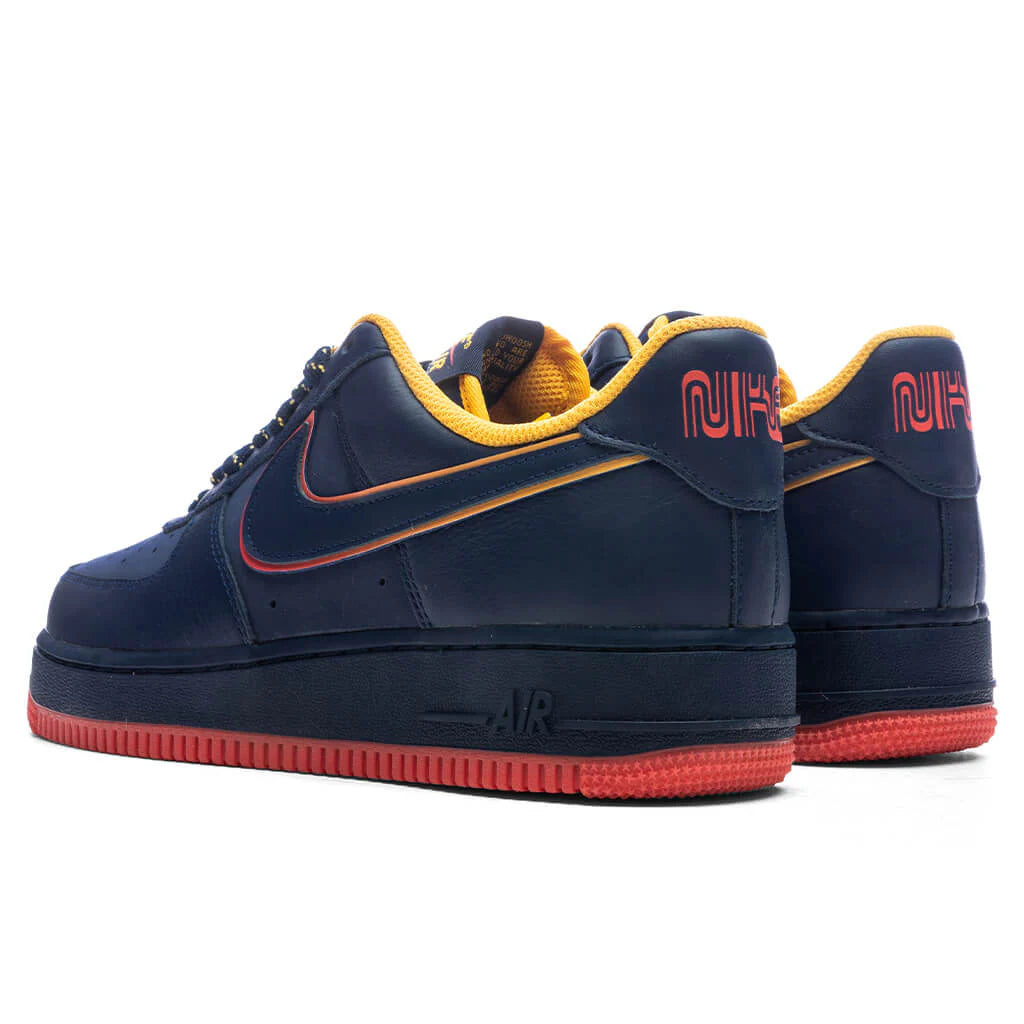 Air Force 1 07 LV8 Retro Lettering Midnight Navy Light Crimson Blue Void University Gold