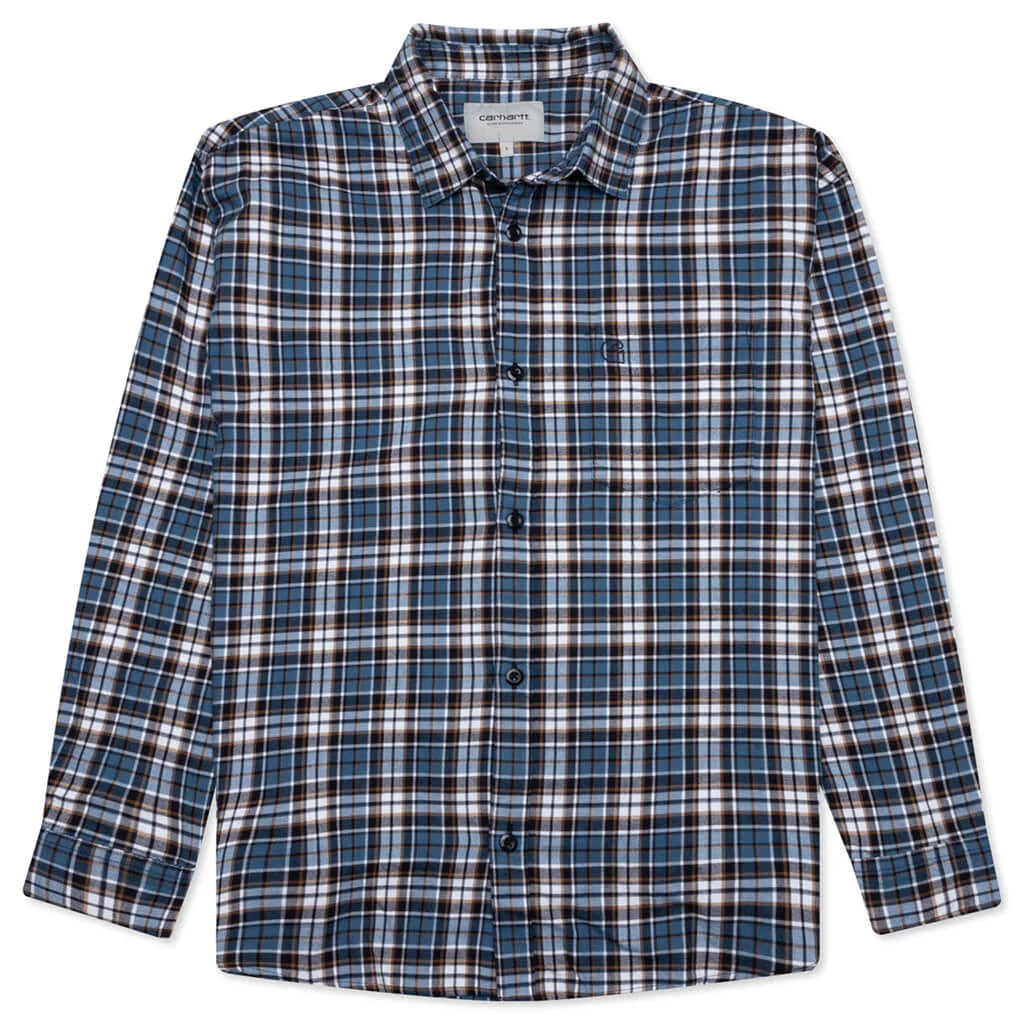 Yuma L S Shirt Yuma Check Storm Blue