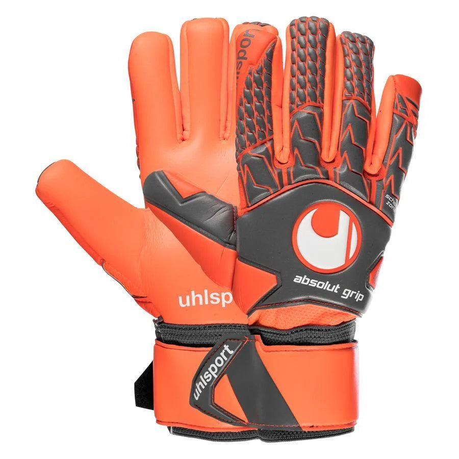 Uhlsport Aerored Absolutgrip Goalkeeper Gloves Dark Grey Fluo Red White
