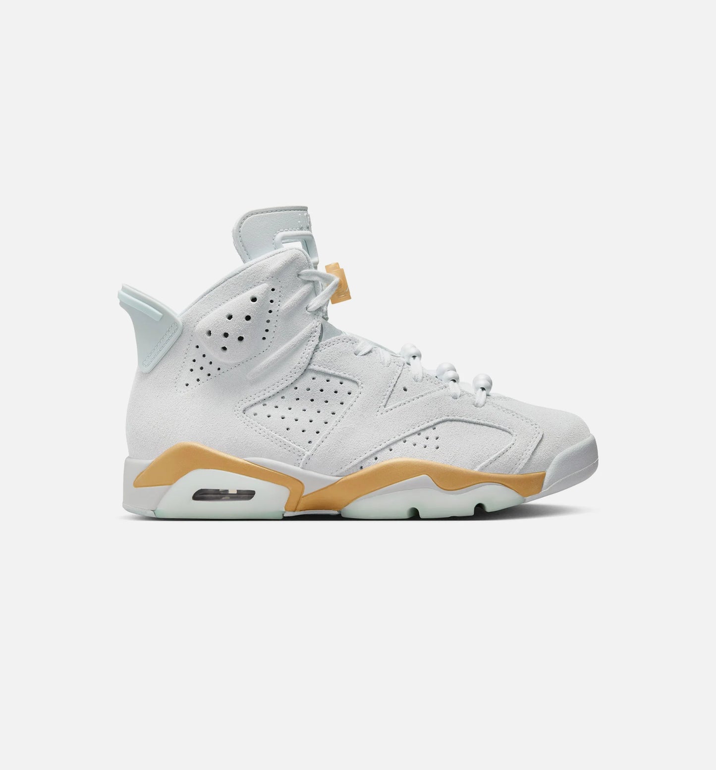 Air Jordan 6 Retro Pearl Womens Lifestyle Shoe Pure Platinum Glacier Blue Metallic Gold
