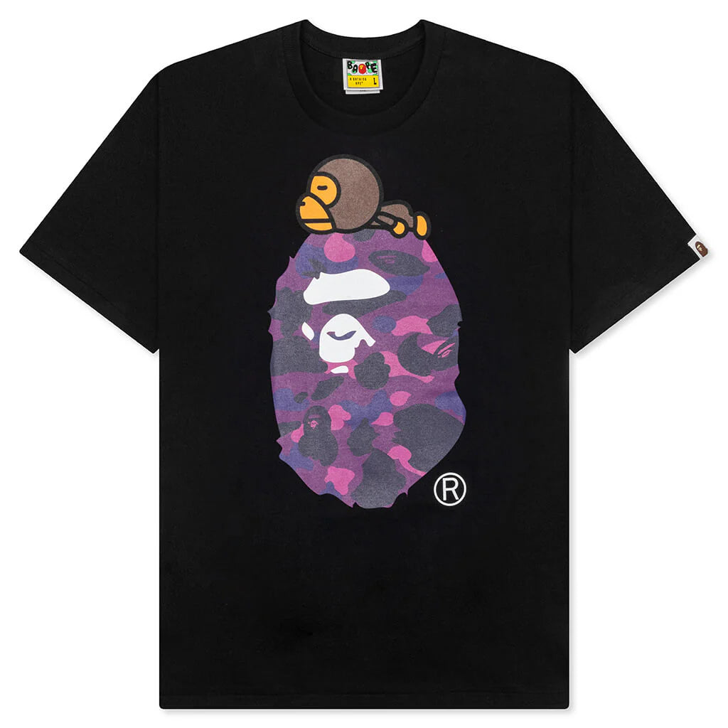 Color Camo Milo on Big Ape Tee Black Purple