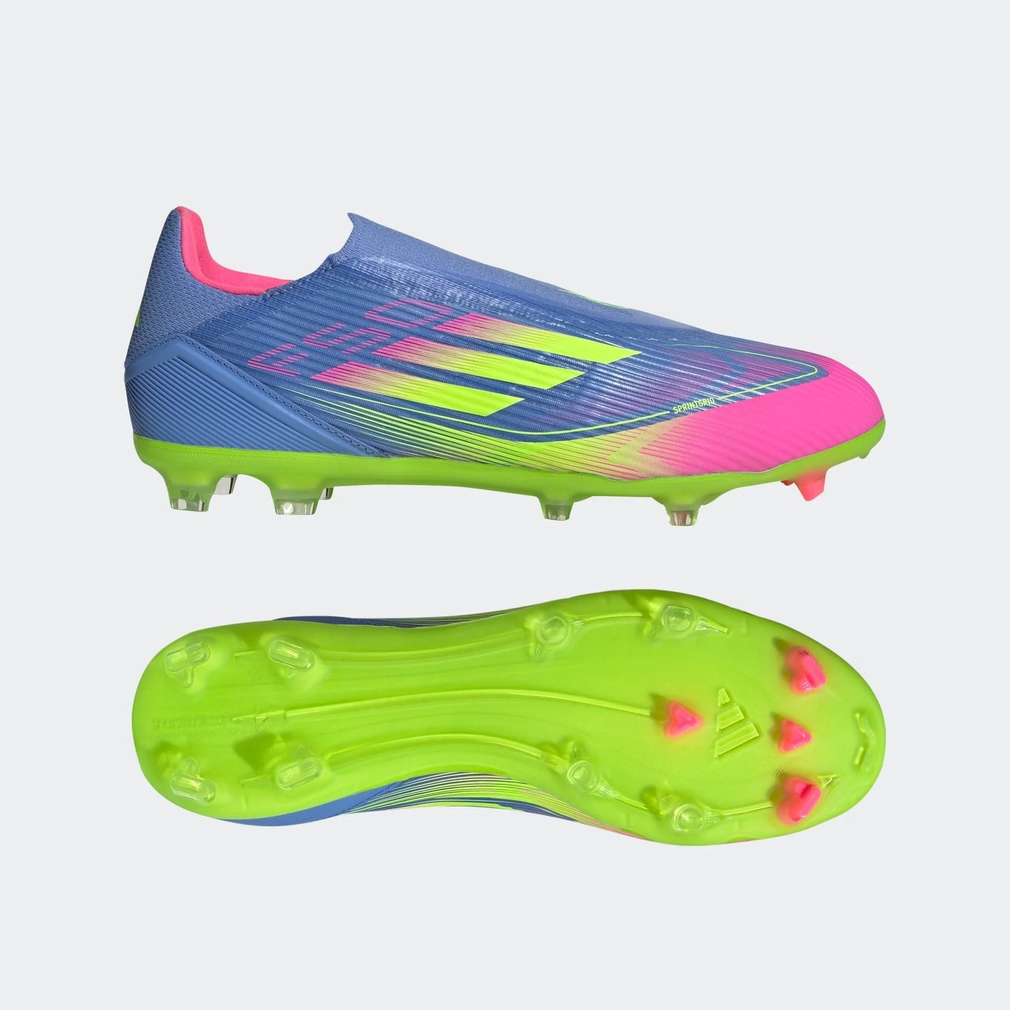 adidas F50 League Laceless Firm Multi Ground Boots Blue Fusion Lucid Lemon Lucid Pink