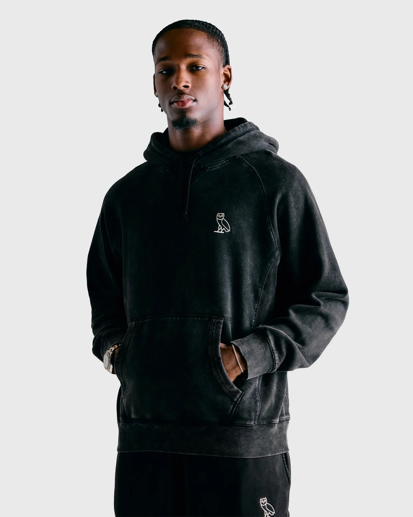 Muskoka Raglan Hoodie Garment Dyed Black