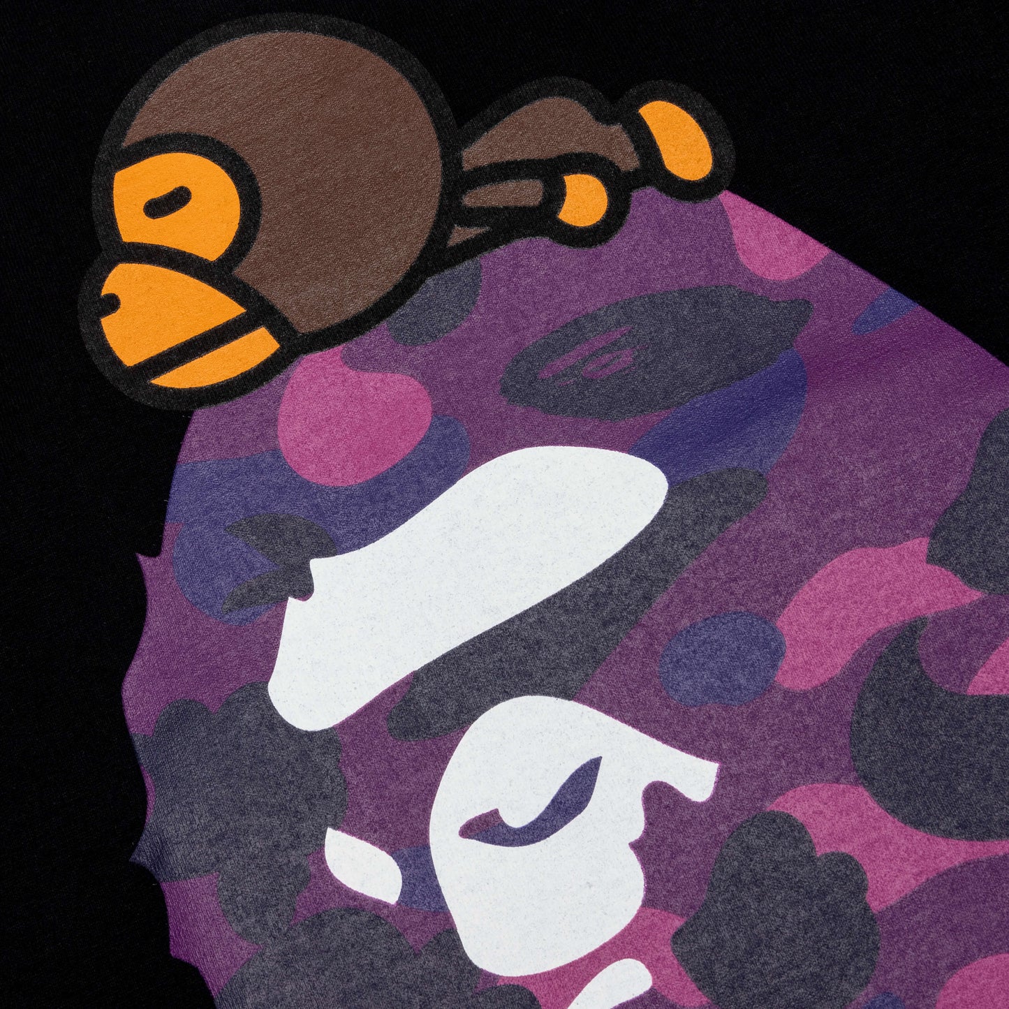 Color Camo Milo on Big Ape Tee Black Purple
