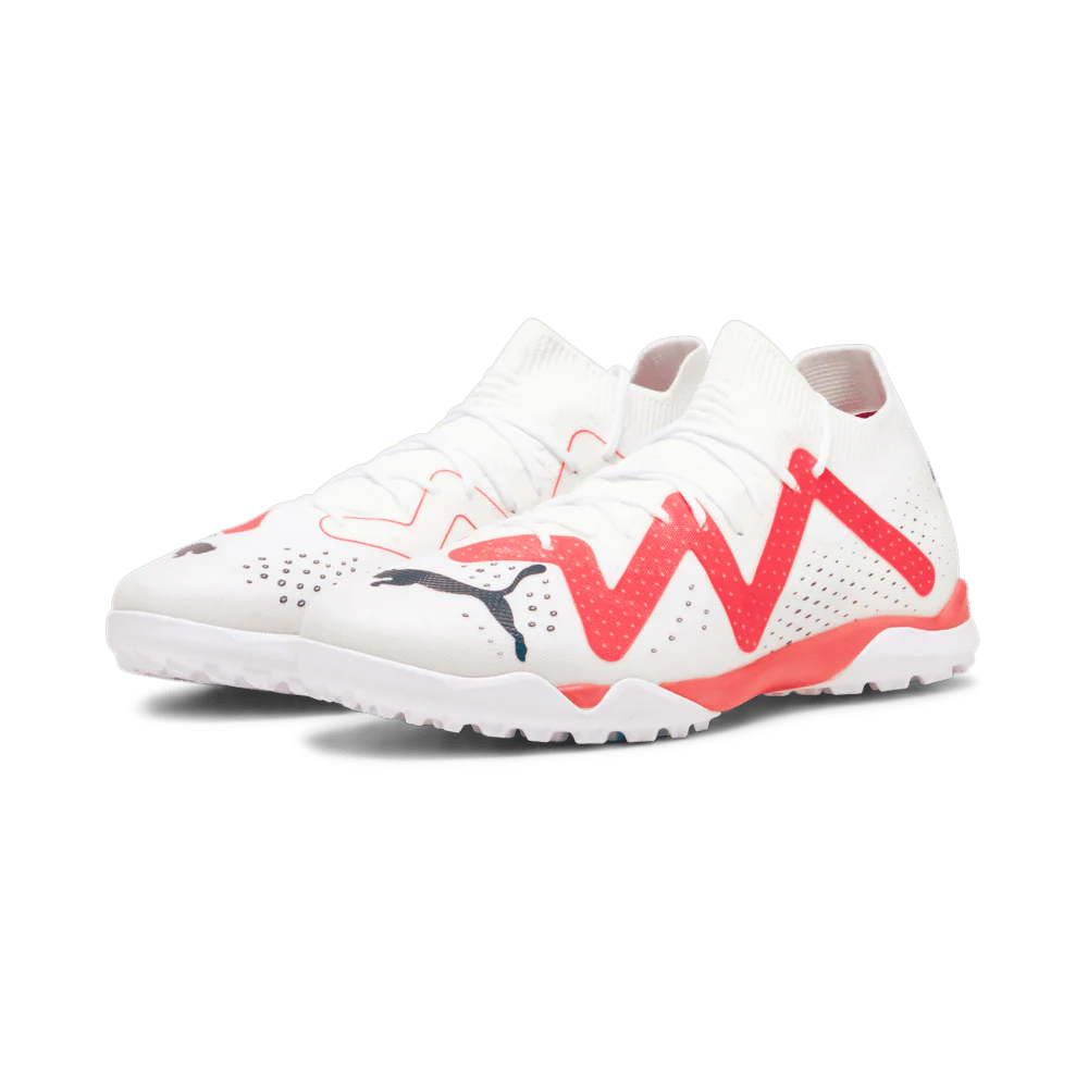 PUMA Future Match TT Turf Mens Soccer Cleats White Black Fire Orchid