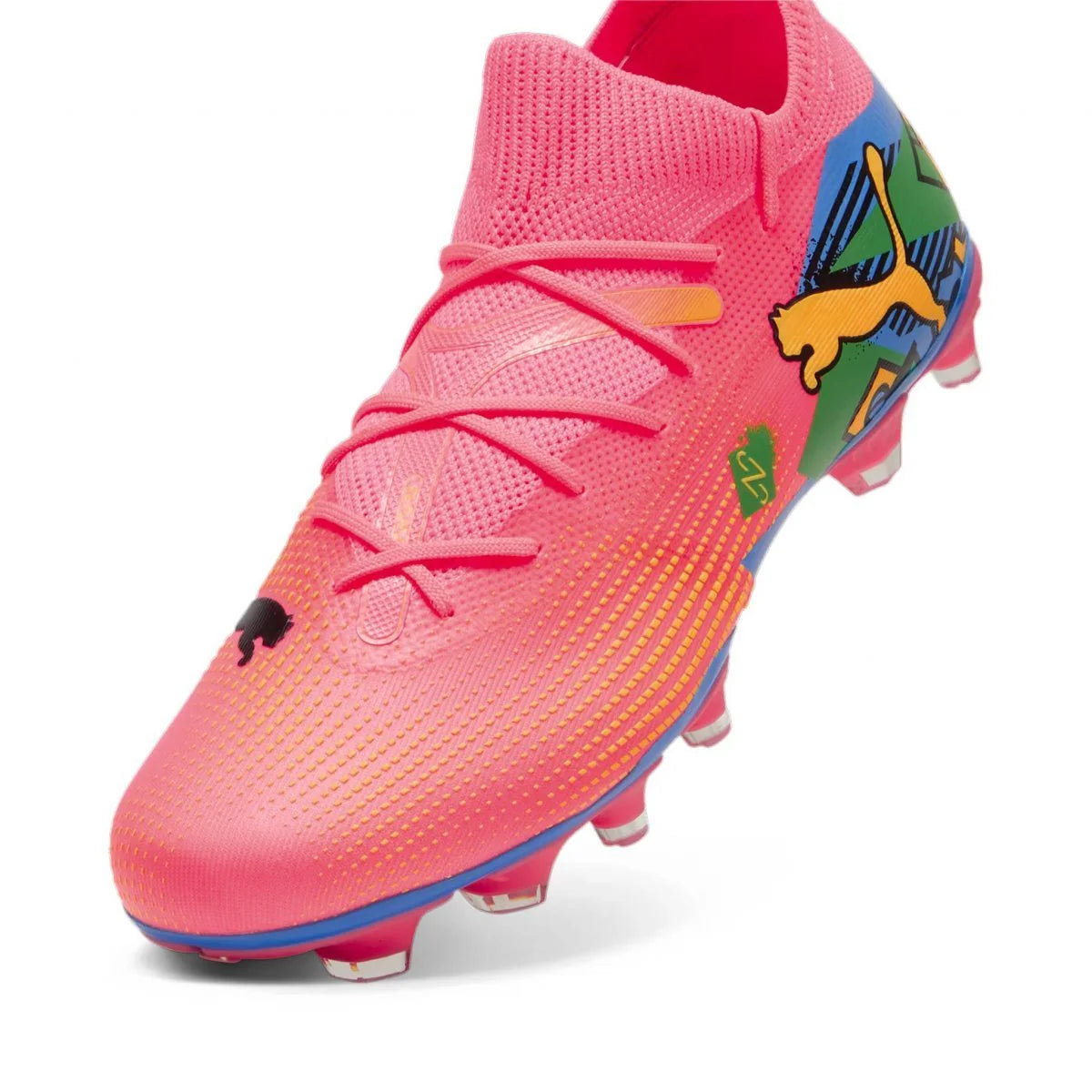 PUMA Future 7 Match Neymar JR FG AG Multi Ground Soccer Cleats Sunset Glow Black