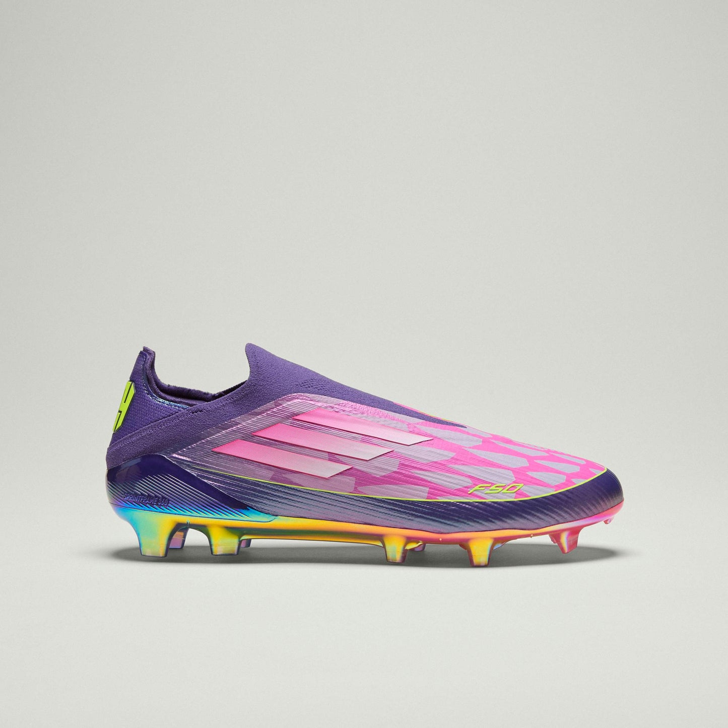 adidas F50 LEAGUE Laceless FG Mens Soccer Cleats Purple White Lemon